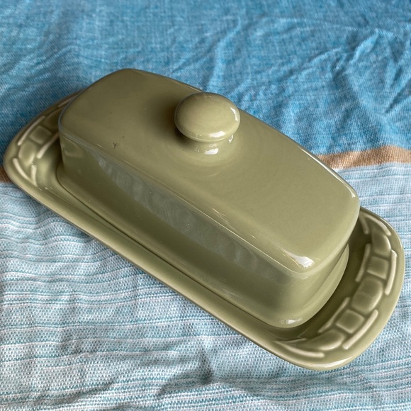 Longaberger Kitchen Longaberger Usa Pottery Sage Green Butter Dish